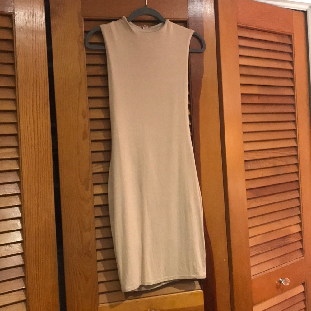 Nude midi dress with back zip